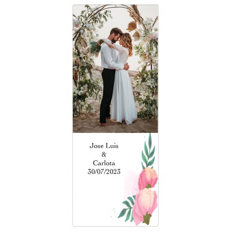 Adesivo de casamento personalizado com foto e texto