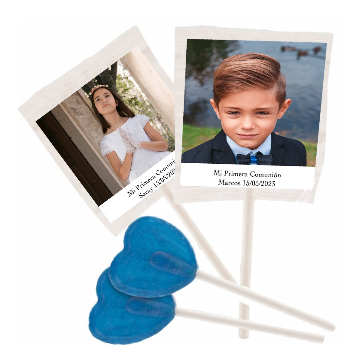 Pirulito personalizado pintalíngua com foto e texto para casamentos, batizados, comunhões, aniversários ou empresas