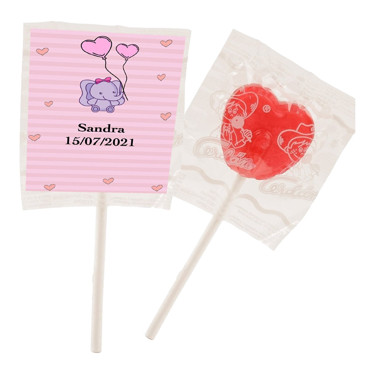 Pirulito personalizado para batizado de menina