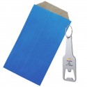Chaveiro para casamentos personalizado com adesivo em envelope kraft azul