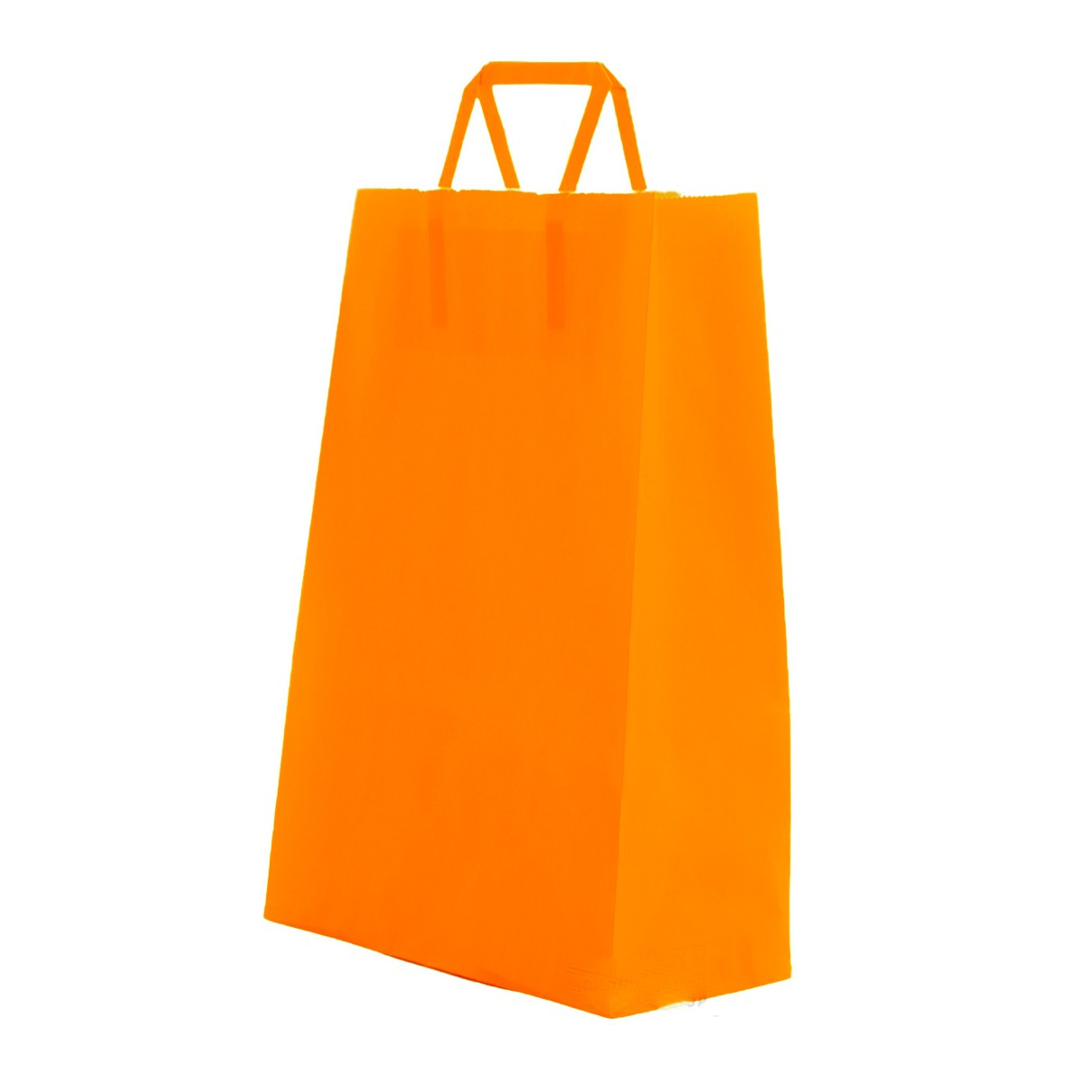 Bolsa de papel celulose cor laranja com alça plana