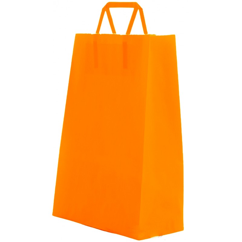 Bolsa de papel celulose cor laranja com alça plana