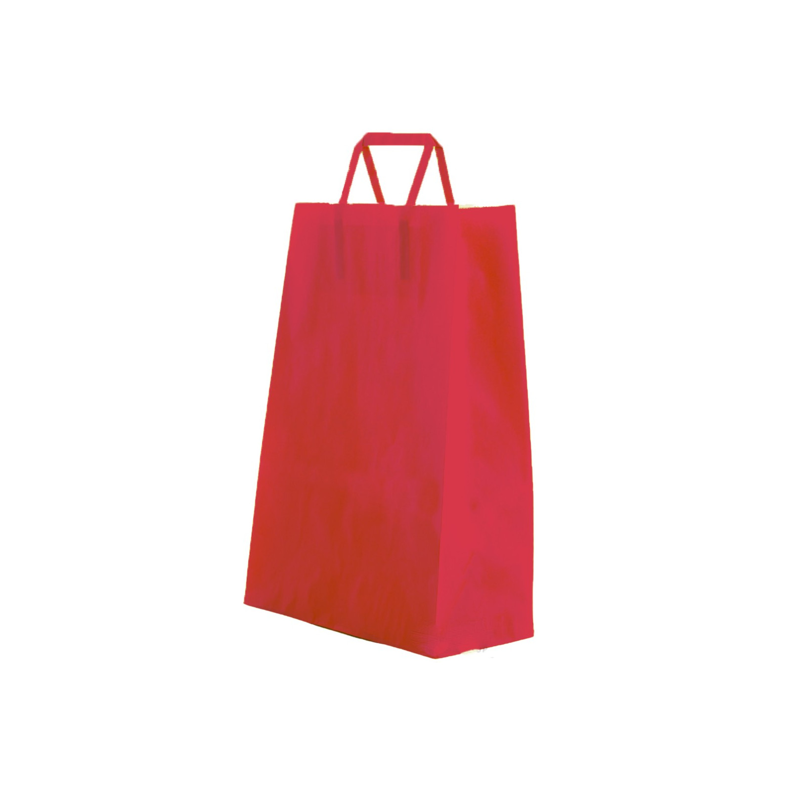 Bolsa de papel celulosa color vermelha com alça plana