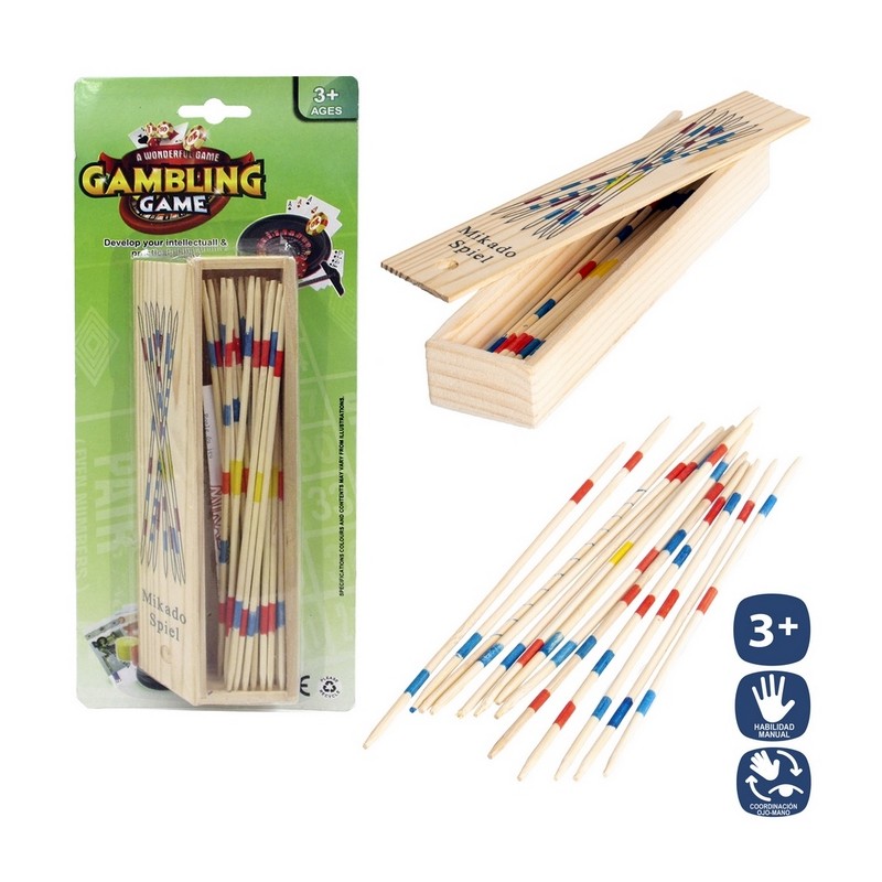 Mikado madeira 31 peças caixa c tampa 18 cm