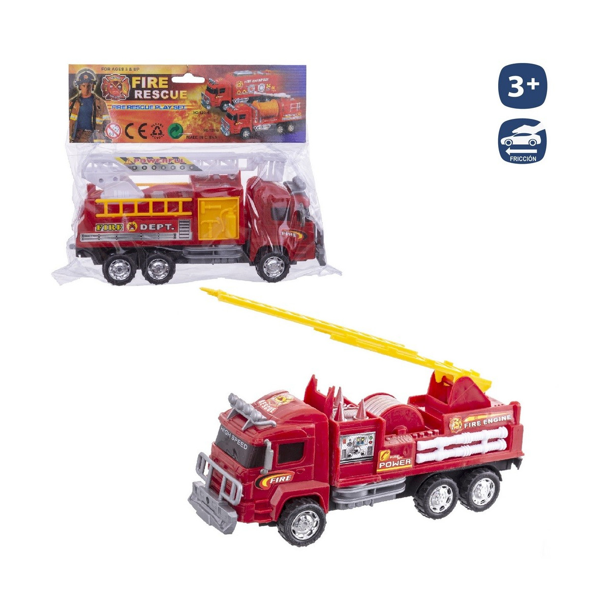 Caminhão de bombeiros de fricção 2 m 23 cm