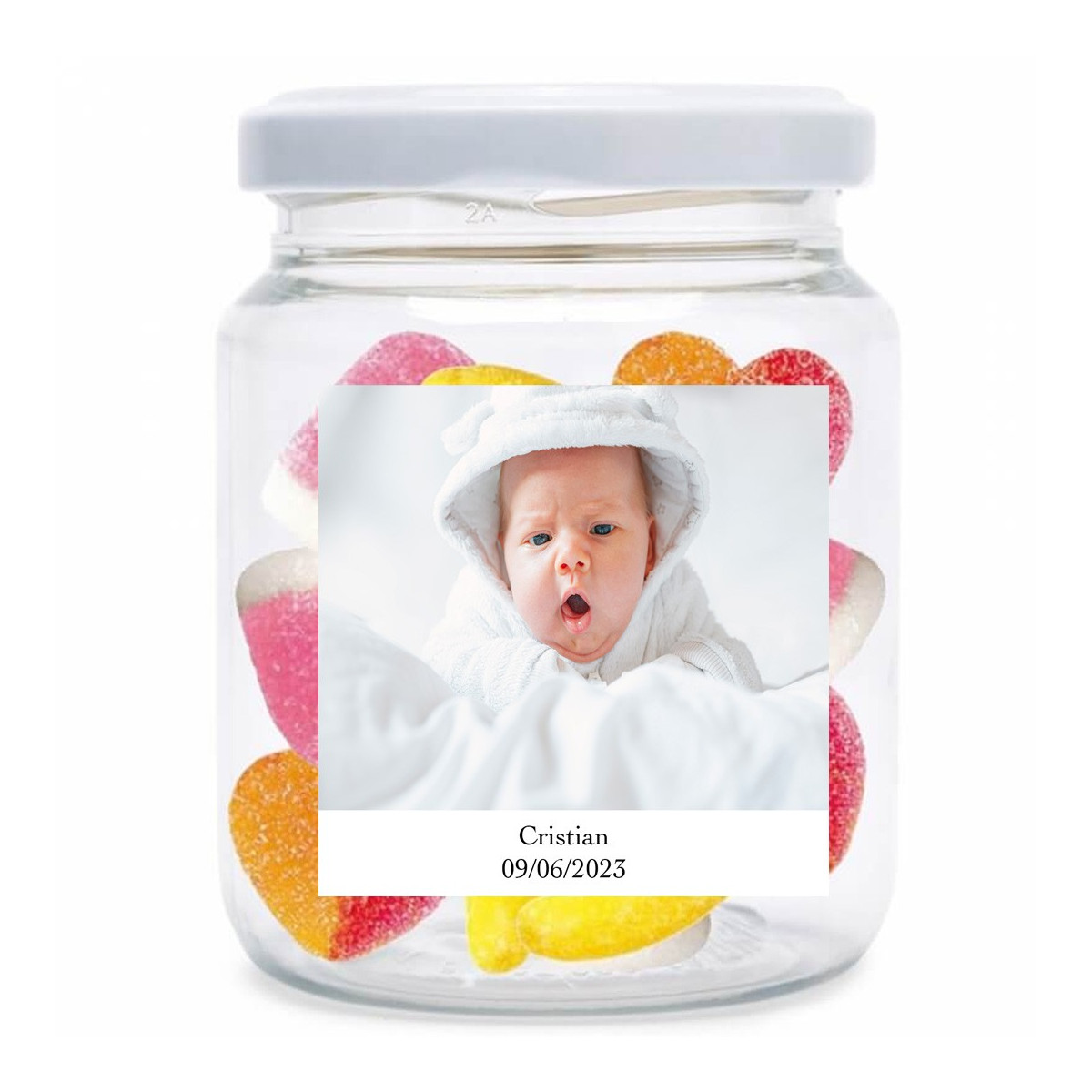 Candy jar personalizado com foto e texto para casamentos batizados comunhões aniversários e empresa