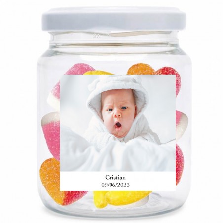 Candy jar personalizado com foto e texto para casamentos batizados comunhões aniversários e empresa