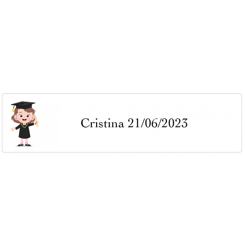 Adesivo de formatura de menina personalizado com fundo transparente