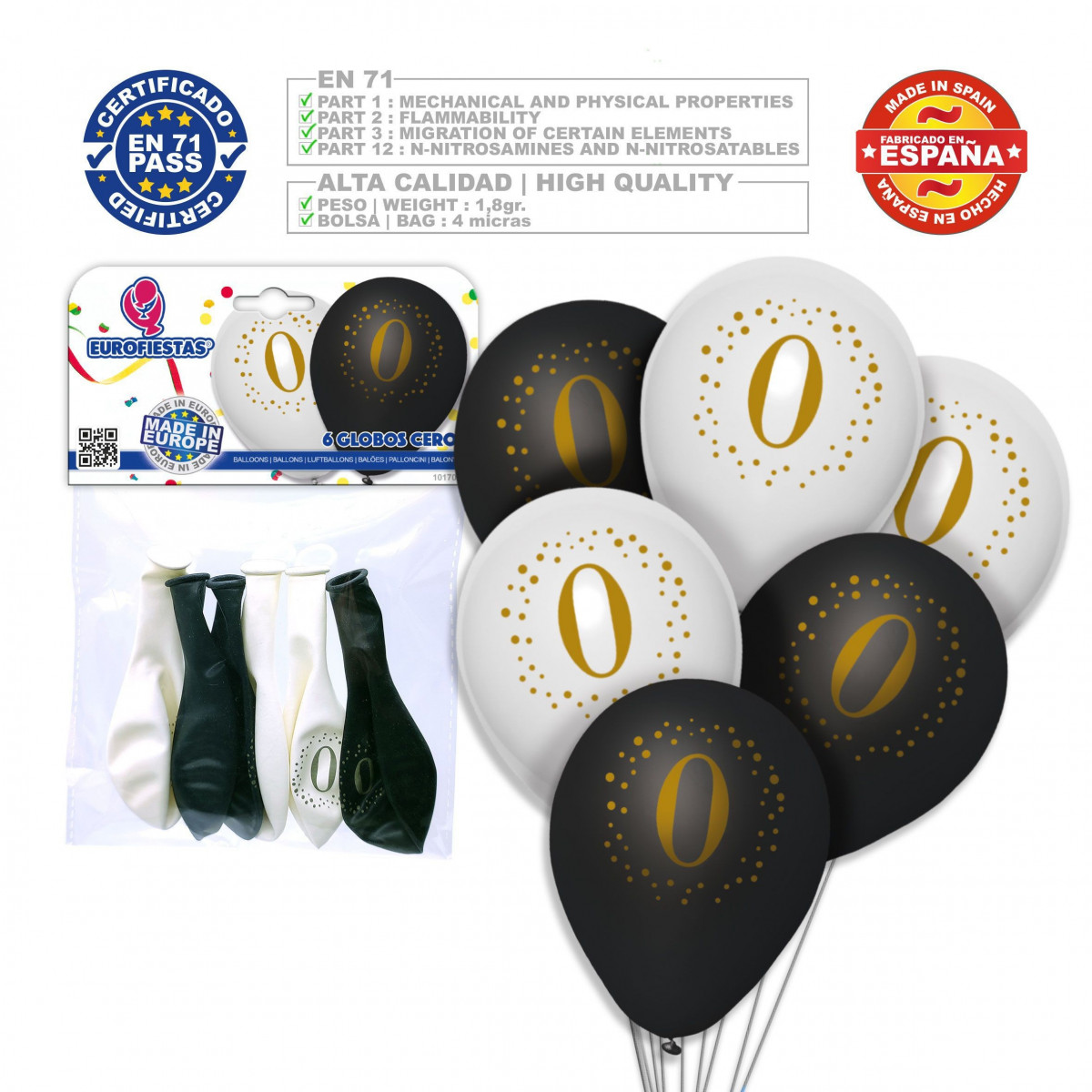 Balões estampados 0 branco preto