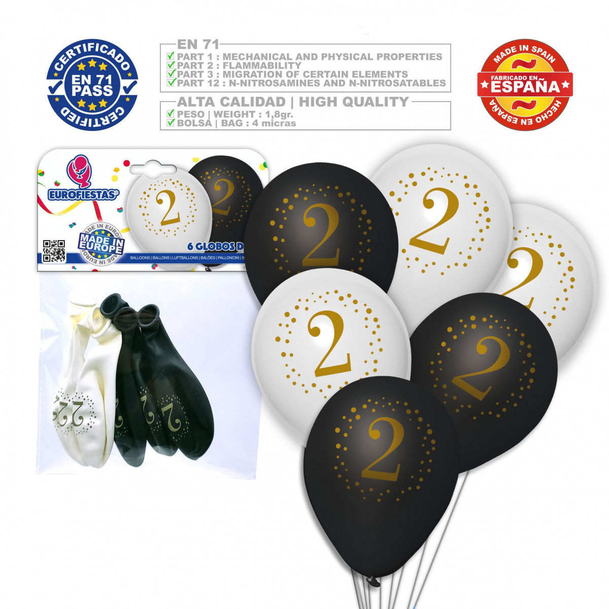 Balões estampados 2 preto branco