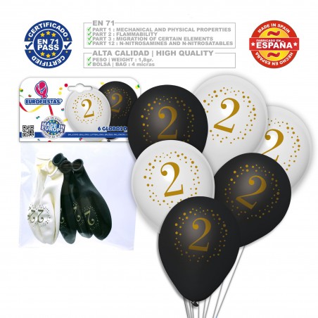 Balões estampados 2 preto branco