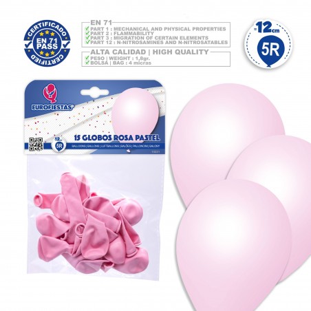 5r Balões 15 Pastel Rosa