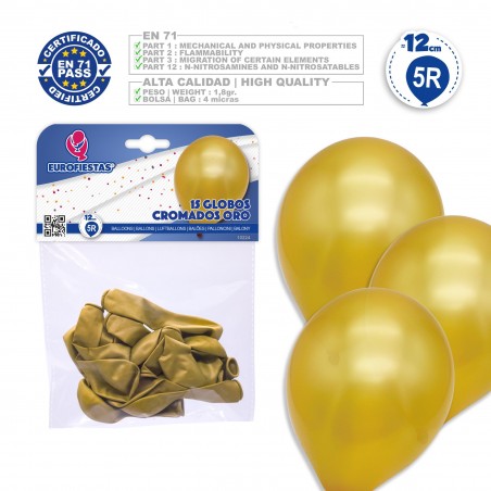 Balões 5r 15 cromados dourados