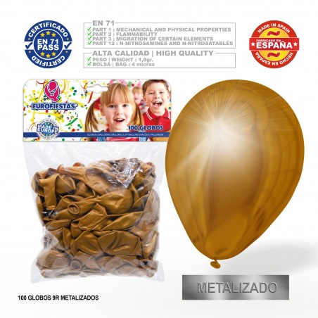 Balão de ouro metálico 9r 100 unidades