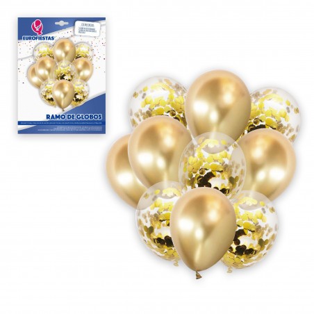 Bouquet De Balões Cromados De Ouro