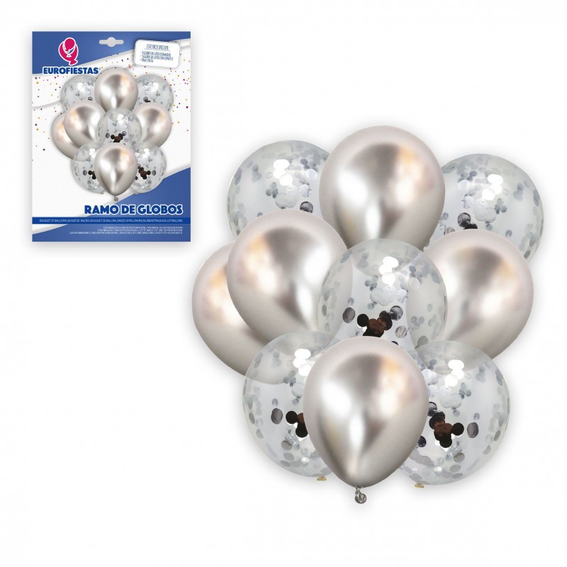 Bouquet de balões de prata cromado