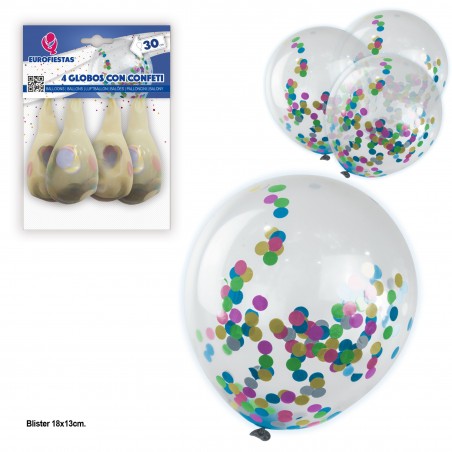 Balões 4 com confetes de papel colorido