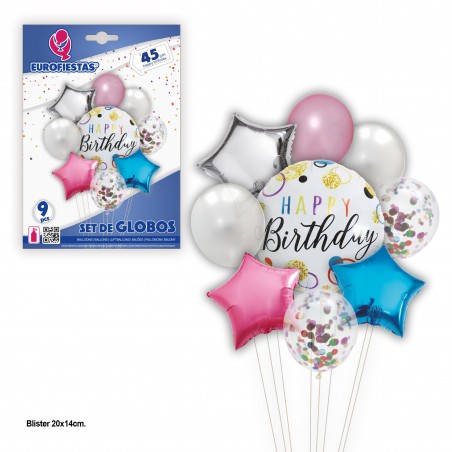 Conjunto de balões estrela de feliz aniversário