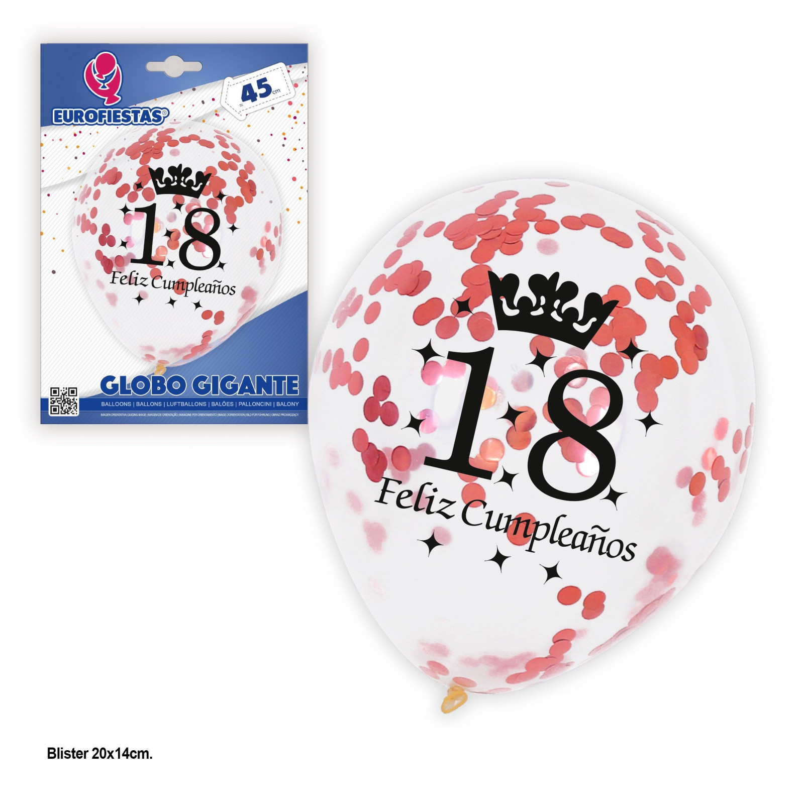 Balão transparente confete ouro rosa aniversário de 18 anos