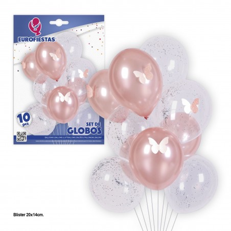 Conjunto De Balões De Látex Cor De Rosa E Transparentes 10