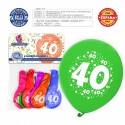 Baloons em cores sortidas 9r número 40 impresso 6 unidades