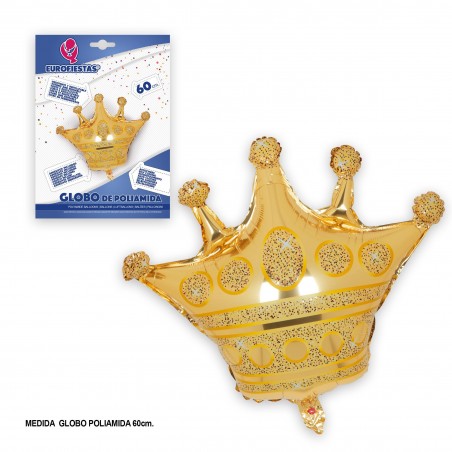 Balão poliamida coroa dourada 60x60cm