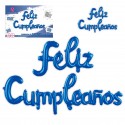 Conjunto de balões de poliamida feliz aniversário minúscula azul