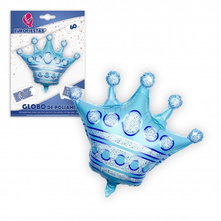 Globo poliamida coroa 60cm celeste