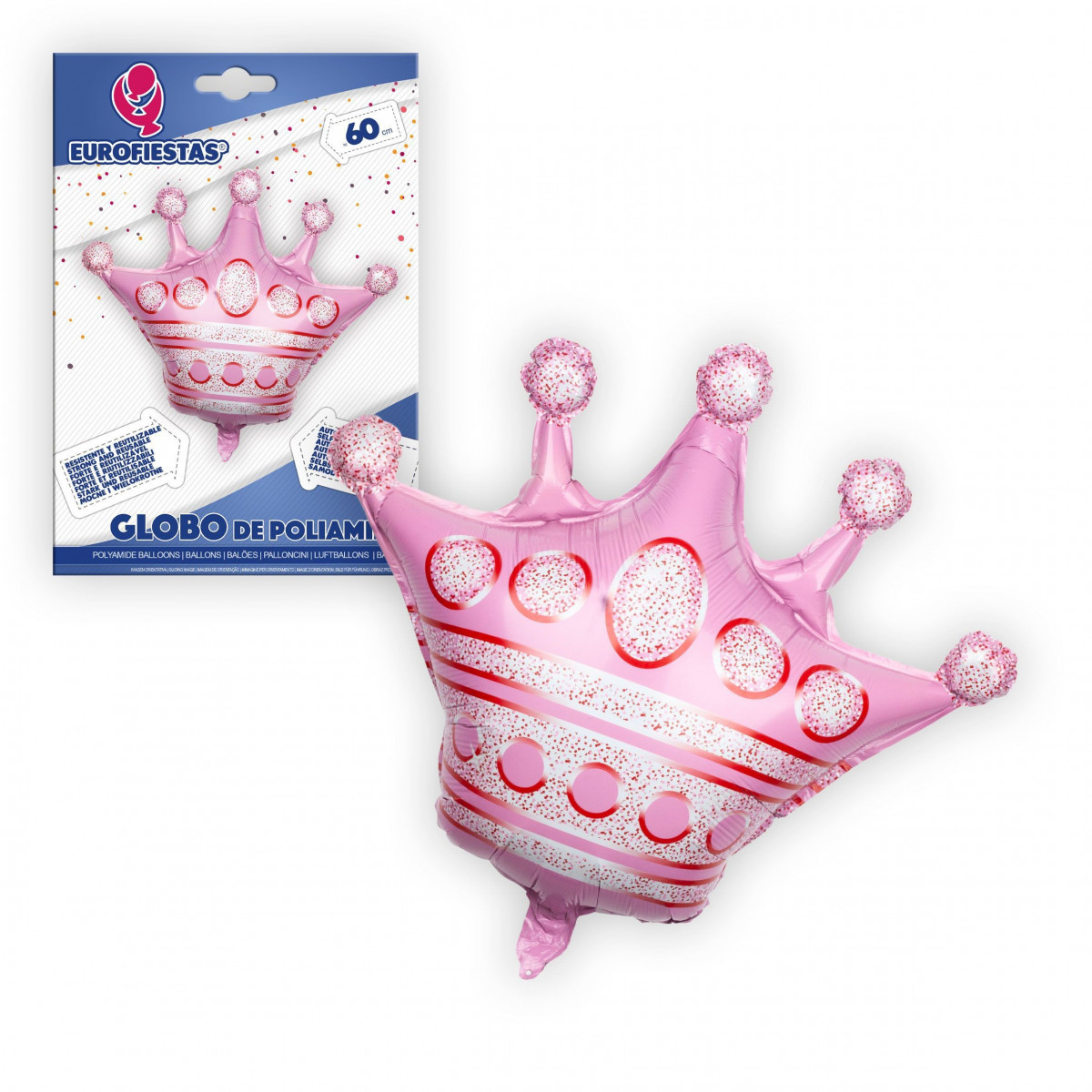 Globo poliamida coroa 60cm rosa