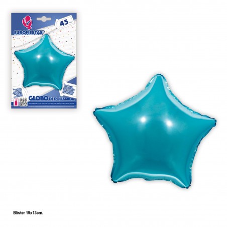 Balão estrela poliamida azul claro 45cm