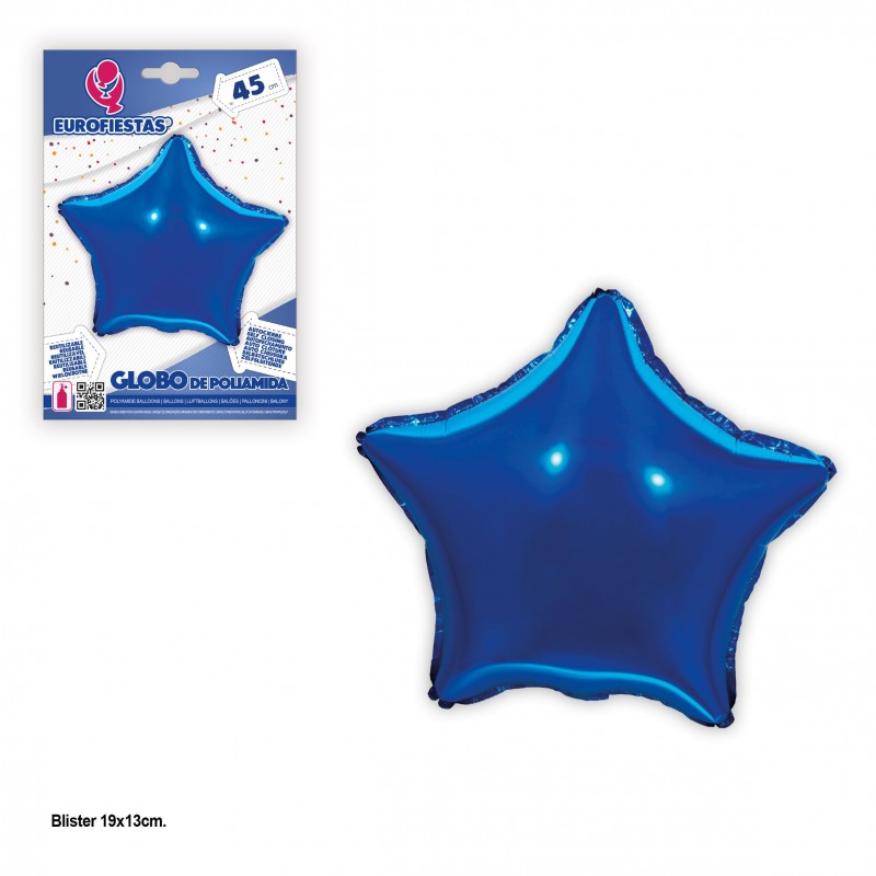 Balão estrela poliamida azul marinho 45cm