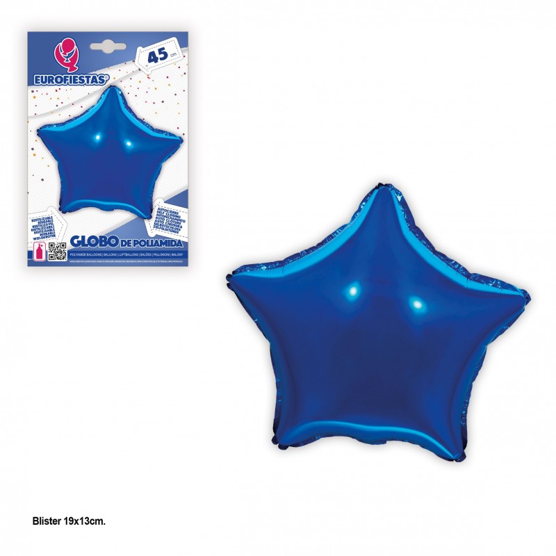 Globo poliamida estrela azul marinho 45cm