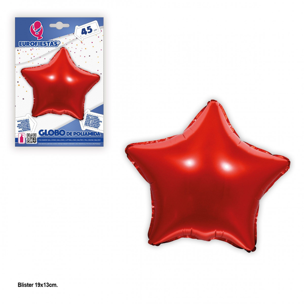 Balão estrela vermelha poliamida 45cm