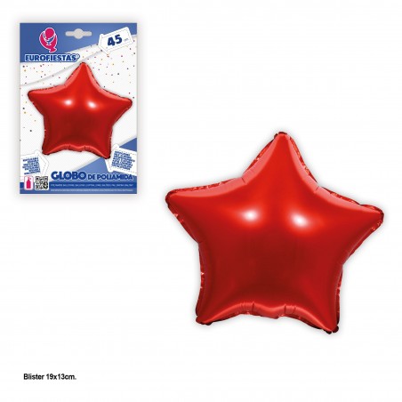 Globo poliamida estrela vermelha 45cm