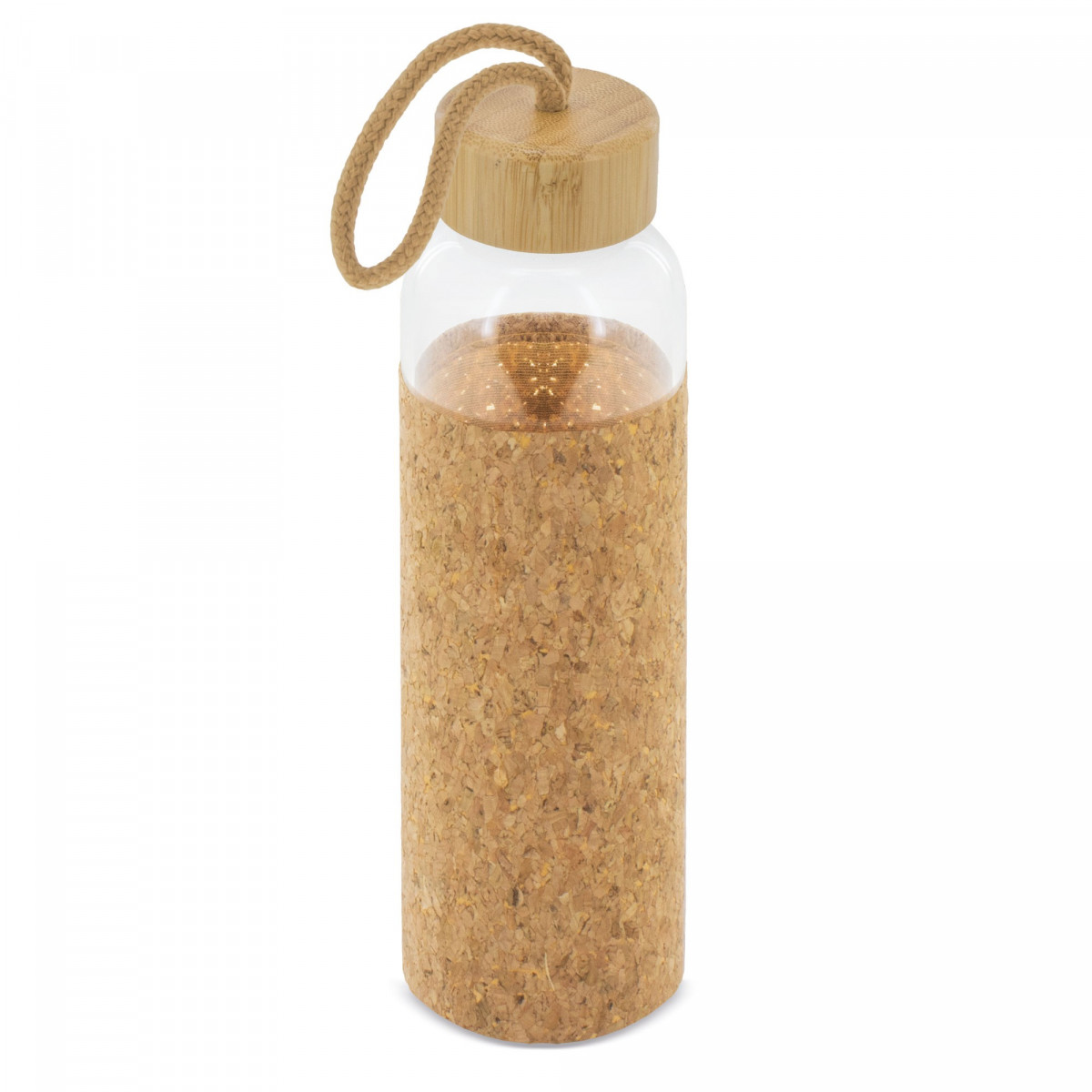 Garrafa de vidro com rolha de bambu cortiça