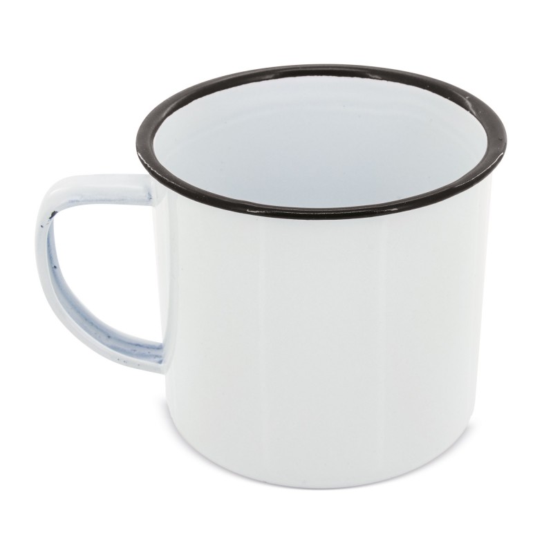 Caneca metálica esmaltada retro com borda