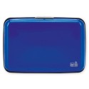 Porta-cartões acordeão alumínio azul