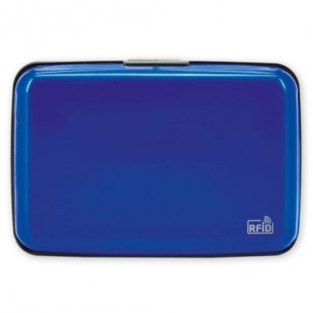Porta-cartões acordeão alumínio azul