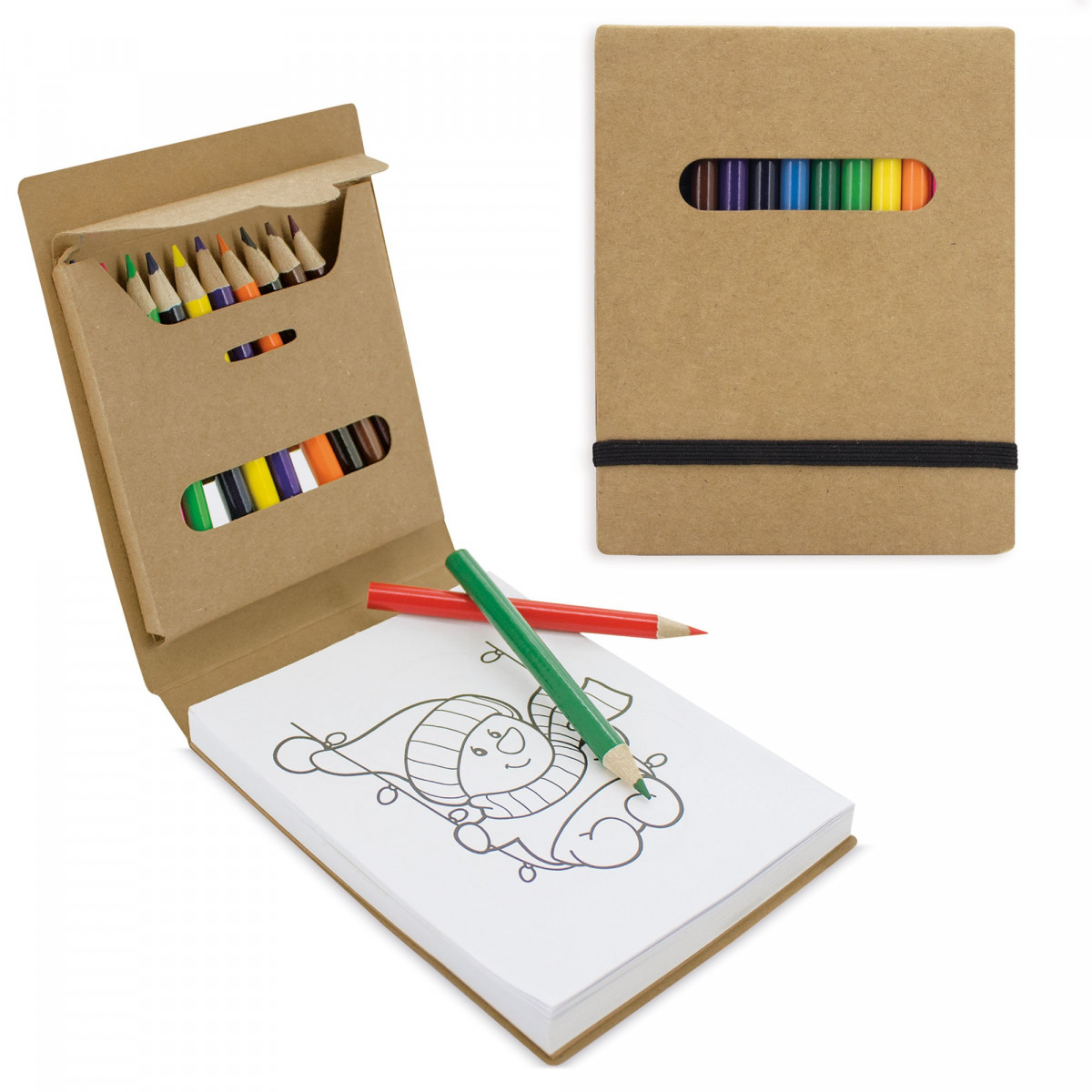 Caderno com lápis de cor e desenhos para colorir O presente perfeito para os mais criativos