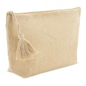 Necessaire de juta laminada com pompom Elegância natural para qualquer ocasião