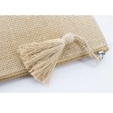 Necessaire de juta laminada com pompom Elegância natural para qualquer ocasião