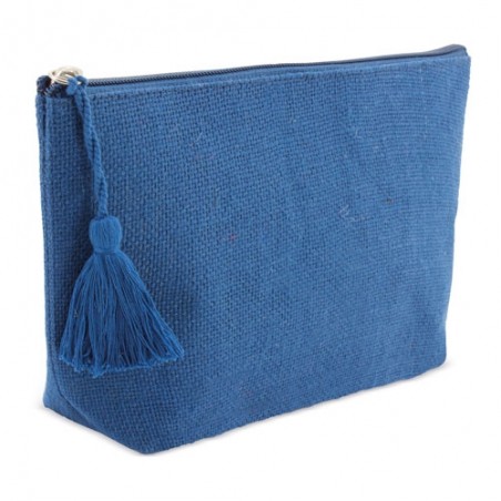 Necessaire de juta laminado com pompom