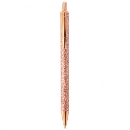 Caneta de Metal com Acabamento Glitter Encapsulado: Cores Prata e Ouro Rosé