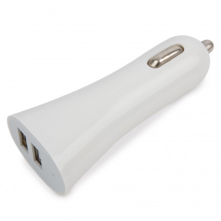 Carregador de carro duplo usb branco