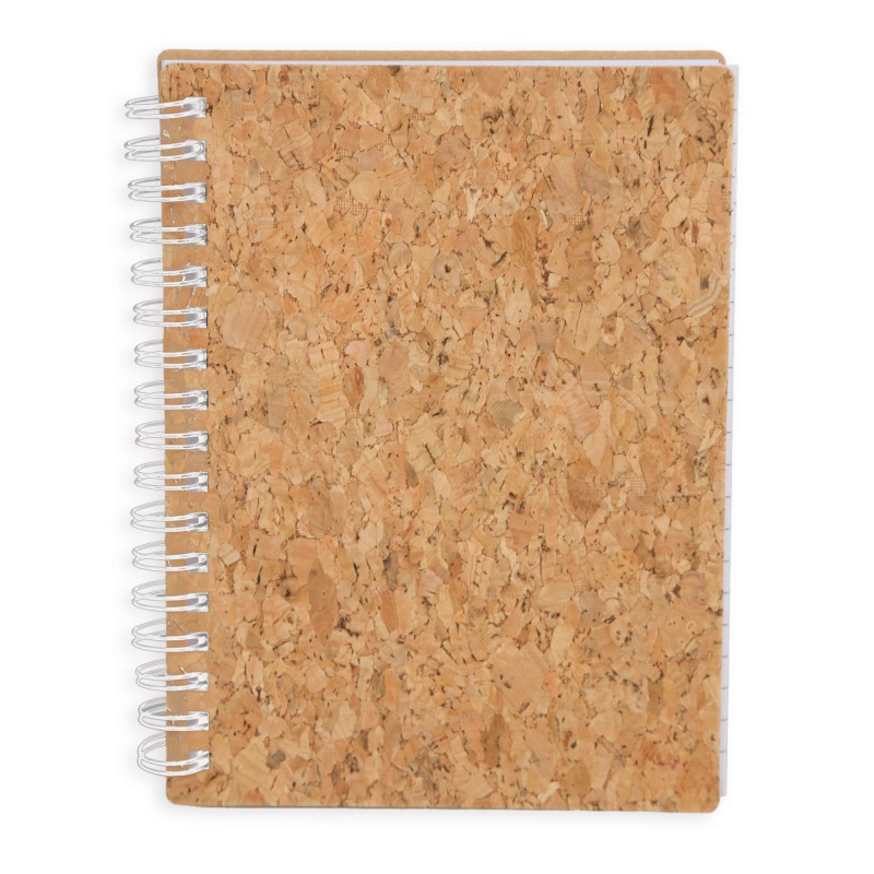 Caderno com anéis brancos cortiça natural