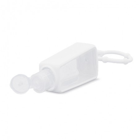 Frasco de gel hidroalcoólico com capa de silicone recarregável