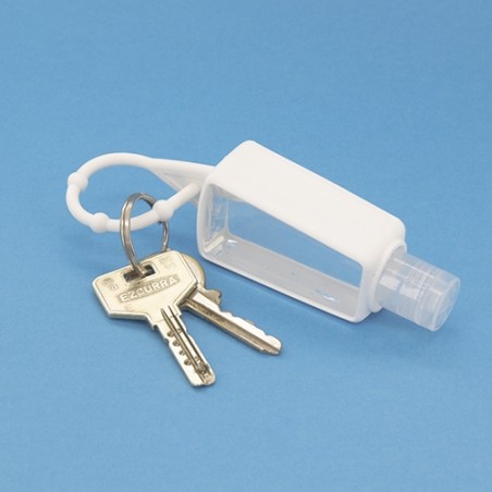 Frasco de gel hidroalcoólico com capa de silicone recarregável