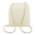 Mochila de algodão natural com cordões Detalhe ecológico e prático para eventos