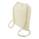 Mochila de algodão natural com cordões Detalhe ecológico e prático para eventos