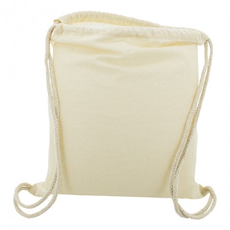 Mochila de algodão natural com cordões Detalhe ecológico e prático para eventos